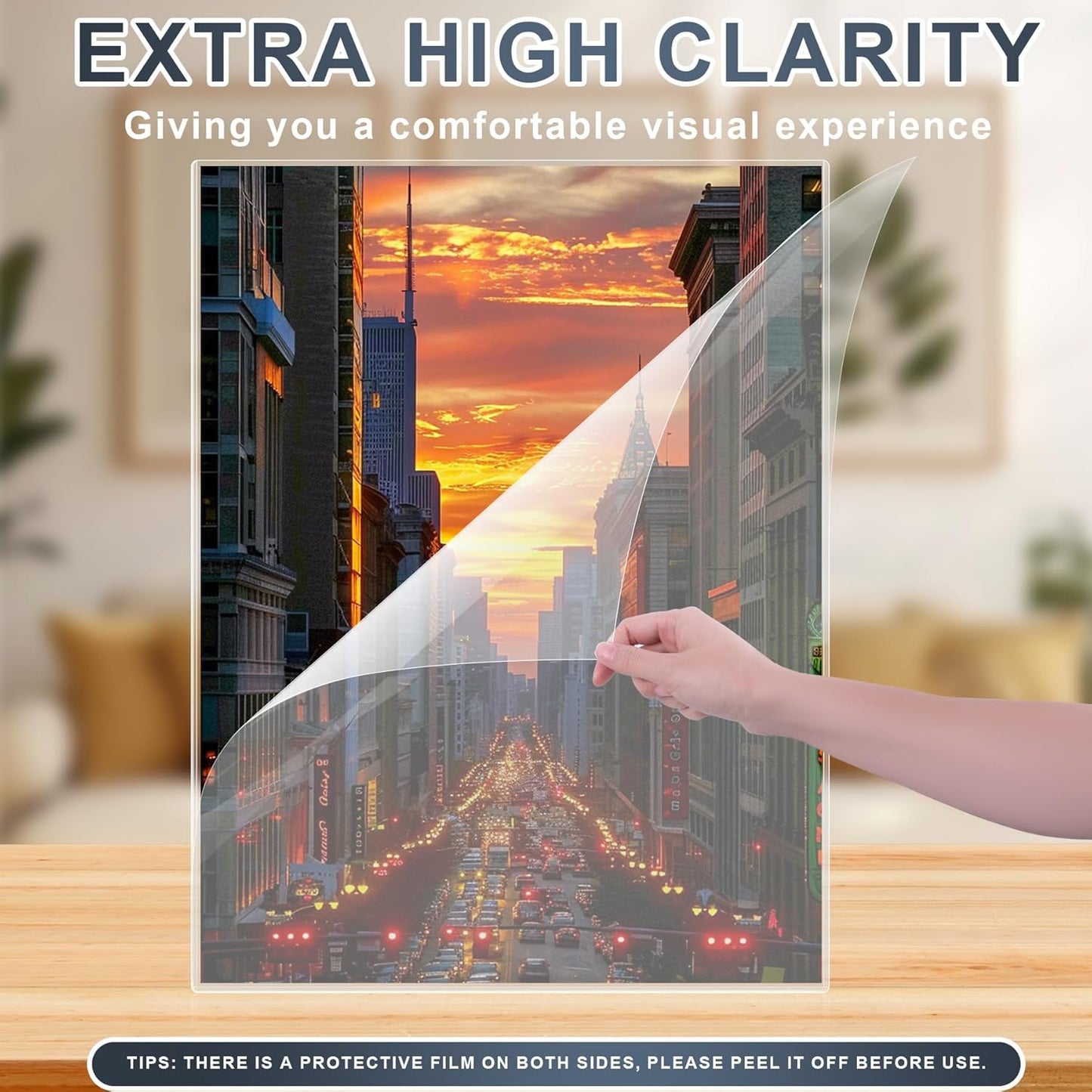 AKONEGE 5PCS 9" x 12" Rigid Print Protectors Clear Plastic Sheet Protectors, Heavy Duty Top Loading Document Holder, Menu Cover, Photo Poster Sleeves Hard Plastic Sleeves for Paper Art Prints
