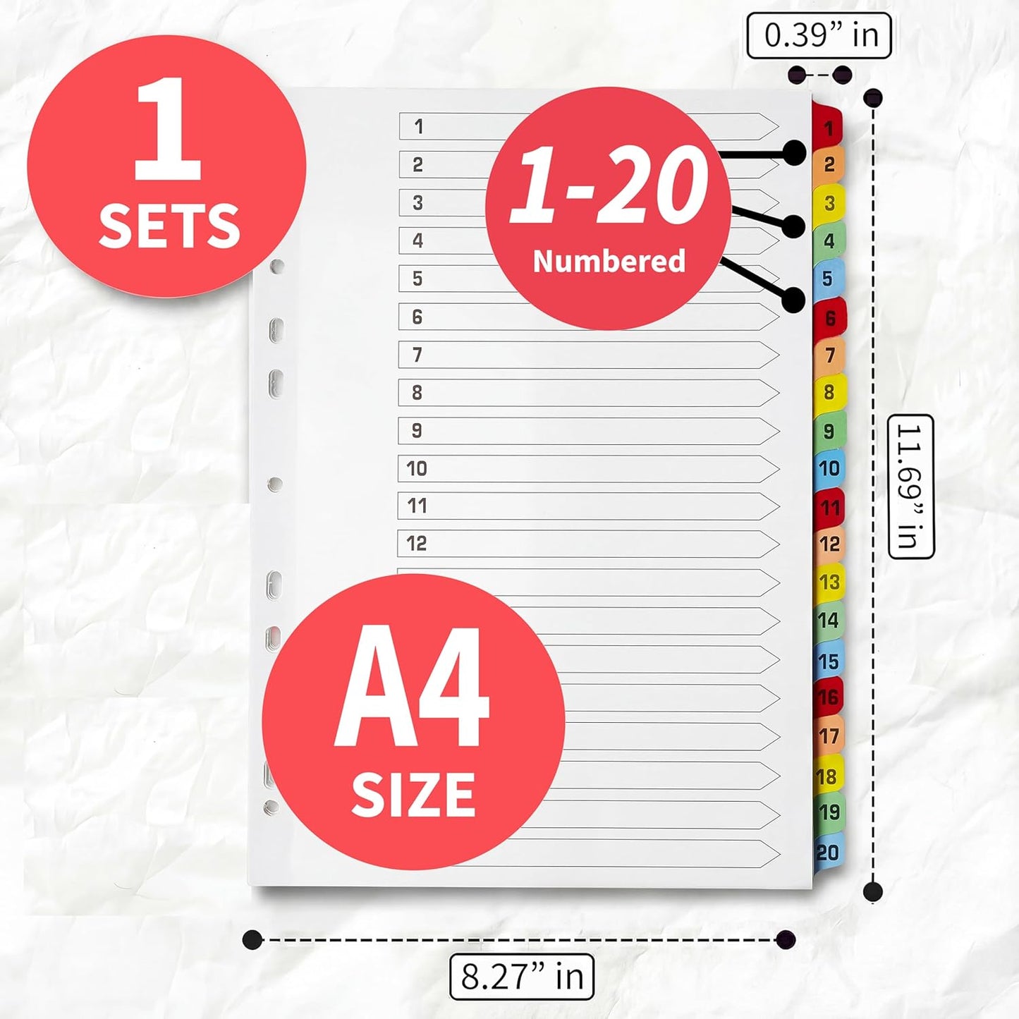 Binder Dividers with Tabs 1-20 Numbered – A4 (3 Pack) | Dividers for 3 Ring Binder | Numbered Tab Dividers for Office, School & Home Organization - The Paper Shop