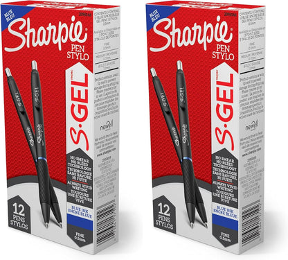 Sharpie S-Gel Pens, Fine Point (0.5mm), Blue Gel Ink, 12 Count - For Home, Office, School