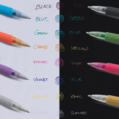 Pentel Sparkle Pop Metallic Gel Pen, (1.0mm) Bold Line, Assorted Colors, Pack of 8 (K91BP8M)