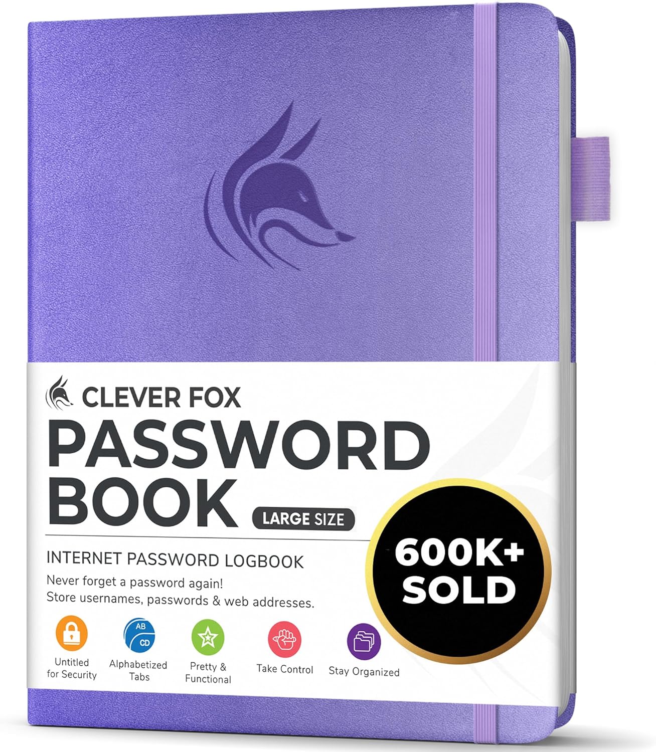 Clever Fox Password Book with alphabetical tabs. Internet Address Organizer Logbook. Small Pocket Password Keeper for Website Logins (Orange)