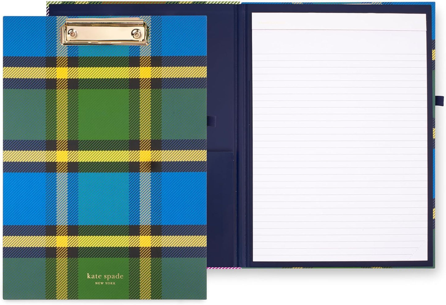 Kate Spade New York Clipboard Folio with Low Profile Clip, Black Professional Padfolio Includes Lined Notepad, Pen Loop, and Pocket, Polka Dots