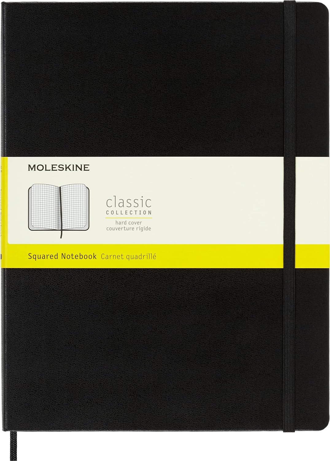 Moleskine Classic Notebook, Hard Cover, XL (7.5" x 9.5") Squared/Grid, Black, 192 Pages
