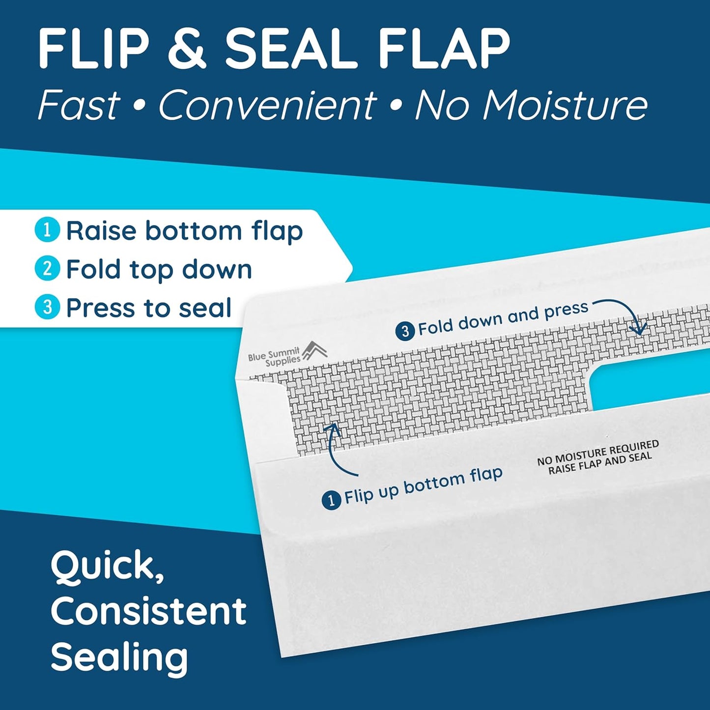 500 No. 9 Flip and Seal Double Window Security Envelopes - Designed for Quickbooks Invoices and Business Statements with Self Seal Flip Press and Seal Flap -Number 9 Size 3 7/8 Inch X 8 7/8 Inch