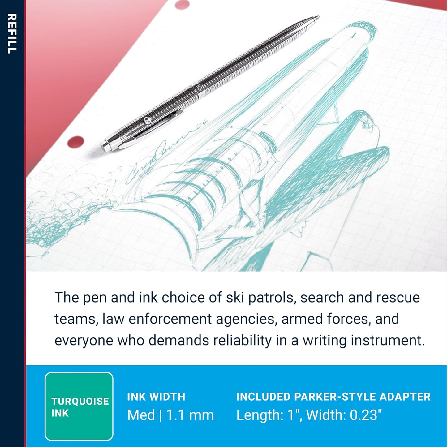 Fisher Space Pen Fine Point Pressurized Cartridge Refill, Red Ink, 2 Pack