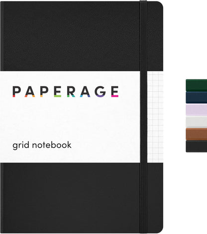 PAPERAGE Lined Journal Notebook, (Black), 160 Pages, Medium 5.6 in x 8 in - 100 GSM Thick Paper – Hardcover Journaling Notebook for Work, School & Note Taking