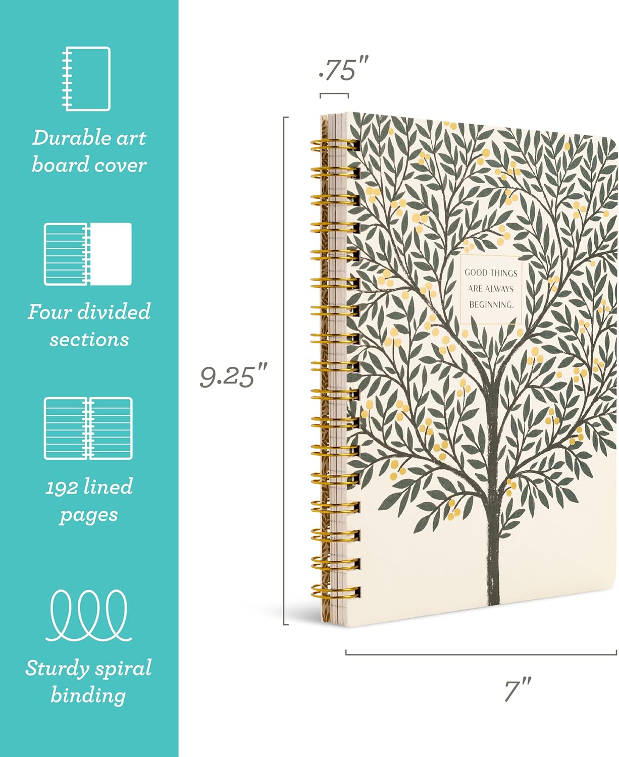 Compendium Spiral Notebook – Expect the Best Things to Happen Today – A Designer Spiral Notebook with 192 Lined Pages, College Ruled, 7.0" W x 9.25" H