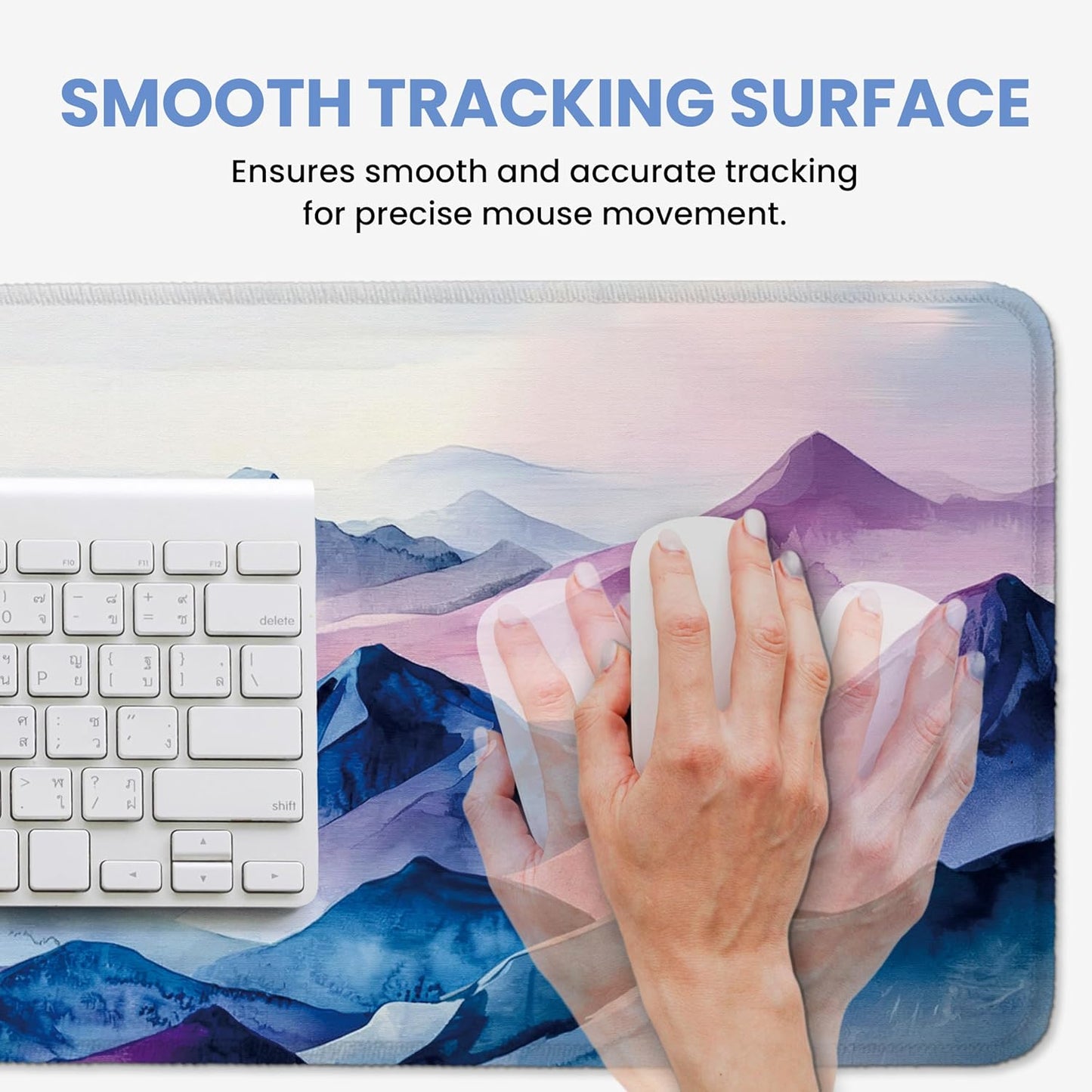 Large Mouse Pad for Desktop, Cute Desk Mat Pad Protector for Work & Gaming, Aesthetic Pretty Anti-Slip Laptop Blotter Cover for Office School Home Supplies, Wildflowers, 31.5" x 11.8"