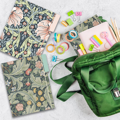 18 Pack William Morris Floral File Folders Decorative File Folders Letter Size(9.5 x 11.5) with 1/3 Cut Tab Fashion Folders for Office, School, Home