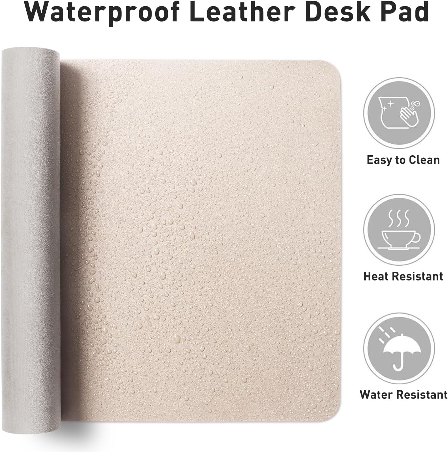 Aothia Non-Slip Waterproof PU Leather Desk Pad Protector for Mouse, Writing Desk, Office, Home, Laptop Blotter, 23.6" x 13.7", Black - Colors B