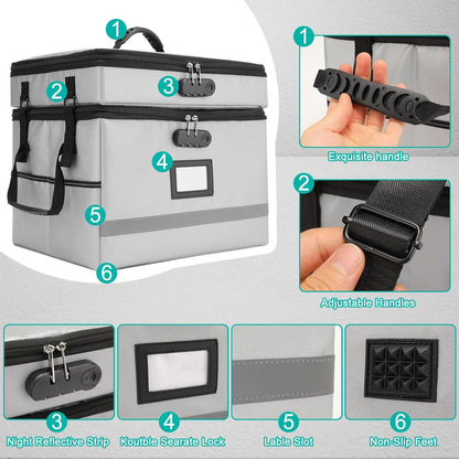 EXLIFBAG File Organizer, Fireproof File Box with Lids, Important Document Organizer Box with Lock, Portable File Folder Organizer with Handle