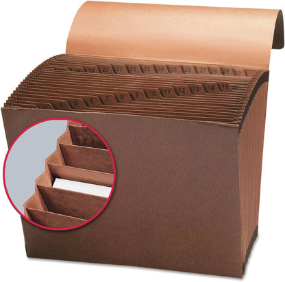Smead TUFF Expanding File 21 Pockets, Alphabetic (A-Z), Flap and Cord Closure, Letter Size, Redrope (70318)