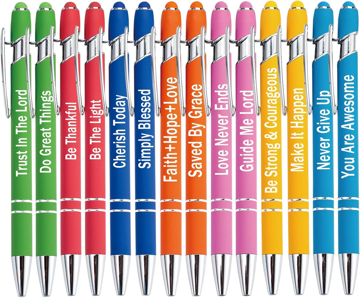 PASISIBICK 3.86 in Blue Ink Refills for Ballpoint Pen with Stylus Tip, Soft Touch Click Pen, 2 in 1 Metal Pens, Medium Point(Pack of 40)
