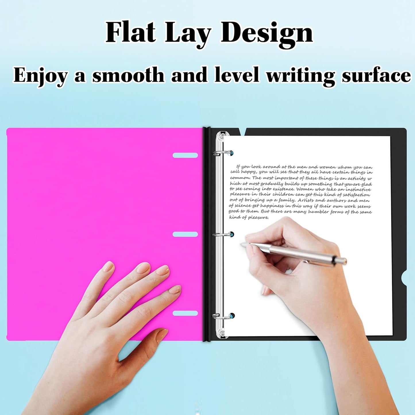 INFUN Telescoping 3 Ring Binder - 4PCS, Portable Plastic 3 Ring Binder with Telescoping Spine, Binders with Foldable Front Cover Holds 8.5"x11" Paper for School, Office, Homes