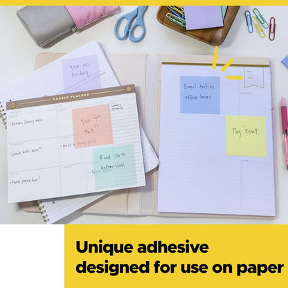 Post-it Transparent Notes, 2.8 in. x 2.8 in., Blue, Pink, Green and Orange Sticky Notes, School Supplies, Office Products, Great for Studying, 8 Pads
