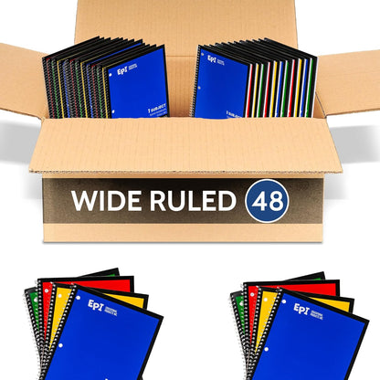EPI Spiral Notebook | Wide - 70 Sheets, Durable Spiral Binding | 10.5 x 8 in | Classroom Supplies | School, Office, Note Taking, Journaling - 12 Pack
