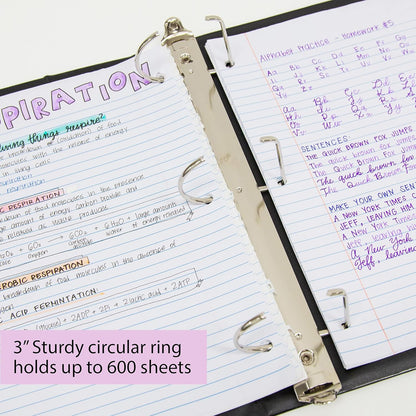 BAZIC Products 3 Ring Binder 3" View Binders Slant D Ring Organizer - White, Hold 600 Sheets Paper, for School Office Home, 2-Count
