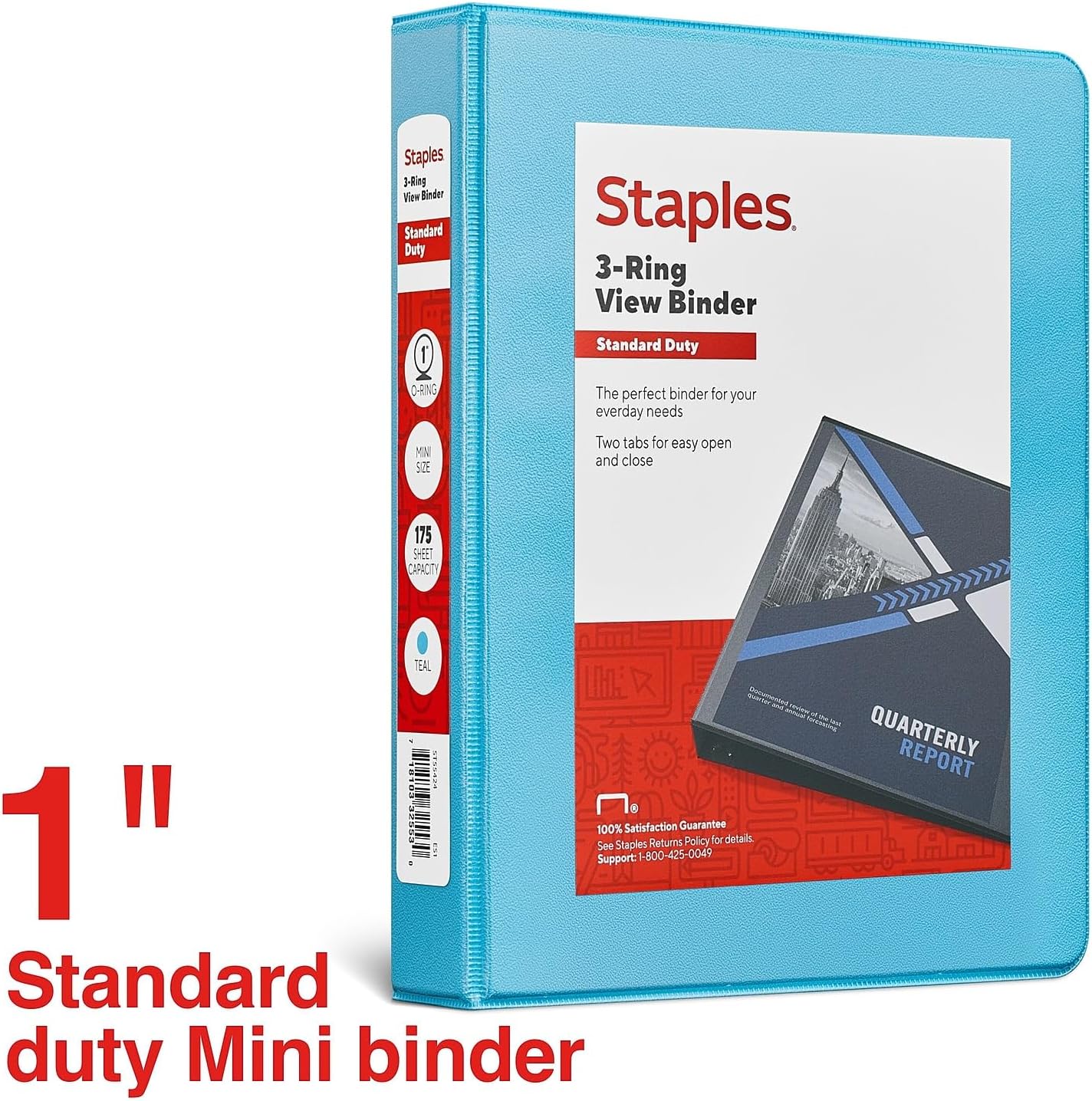 Staples Standard 2-Inch 3-Ring View Binder, Holds Up to 450 Sheets, Orange, Durable Binder for Office & School