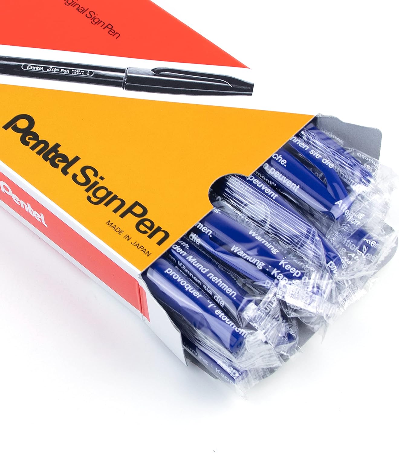 Pentel Sign Pen, Fiber-Tipped, Black Ink (S520-A), Box of 12