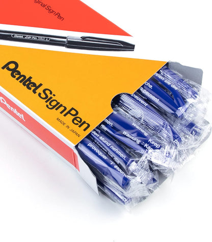Pentel Sign Pen, Fiber-Tipped, Black Ink (S520-A), Box of 12