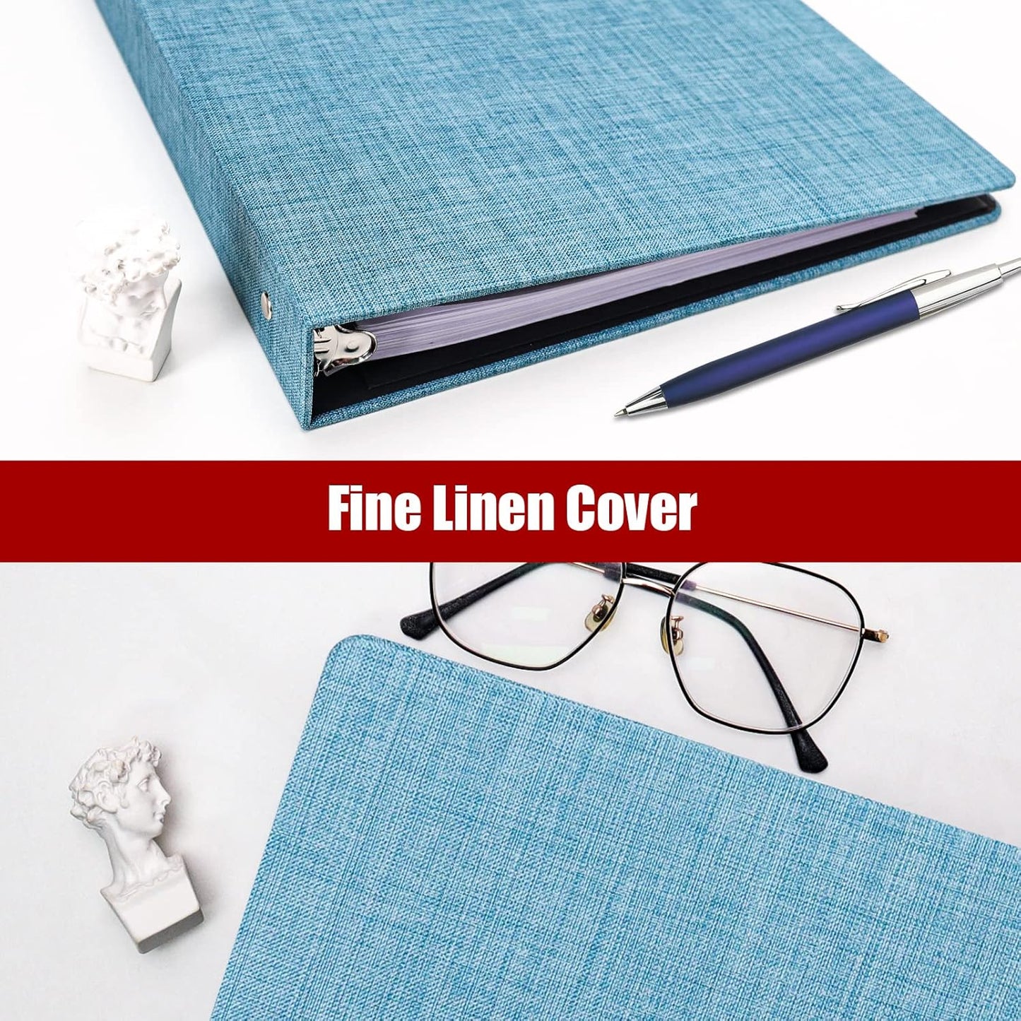 Vienrose 3 Ring Binder 1 Inch Round Rings with Linen Fabric Cover, Fits 8.5 x 11 Inch Paper, Durable Organizer for School, Office, Home, Recipes, Grey