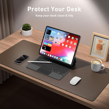 Aothia Leather Desk Pad Protector, Mouse Pad, Office Desk Mat, Non-Slip PU Leather Desk Blotter, Laptop Desk Pad, Waterproof Desk Writing Pad for Office and Home (Black,36" x 17") - Colors B