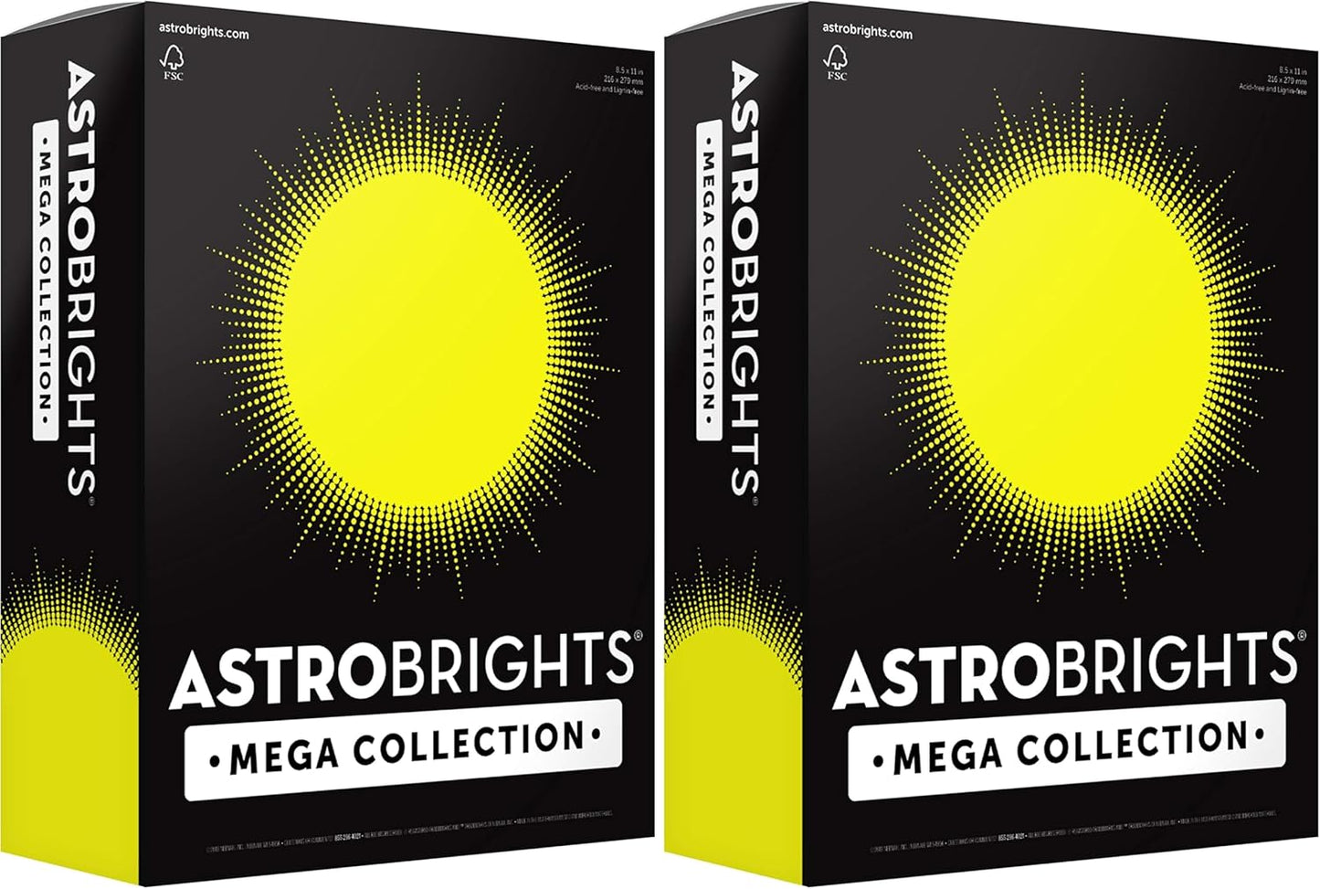 Astrobrights Mega Collection, Colored Cardstock, Neon Yellow, 320 Sheets, 65 lb/176 gsm, 8.5" x 11" - MORE SHEETS! (91699)