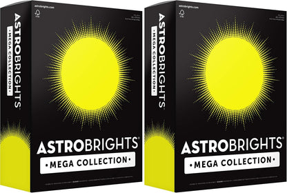 Astrobrights Mega Collection, Colored Cardstock, Neon Yellow, 320 Sheets, 65 lb/176 gsm, 8.5" x 11" - MORE SHEETS! (91699)