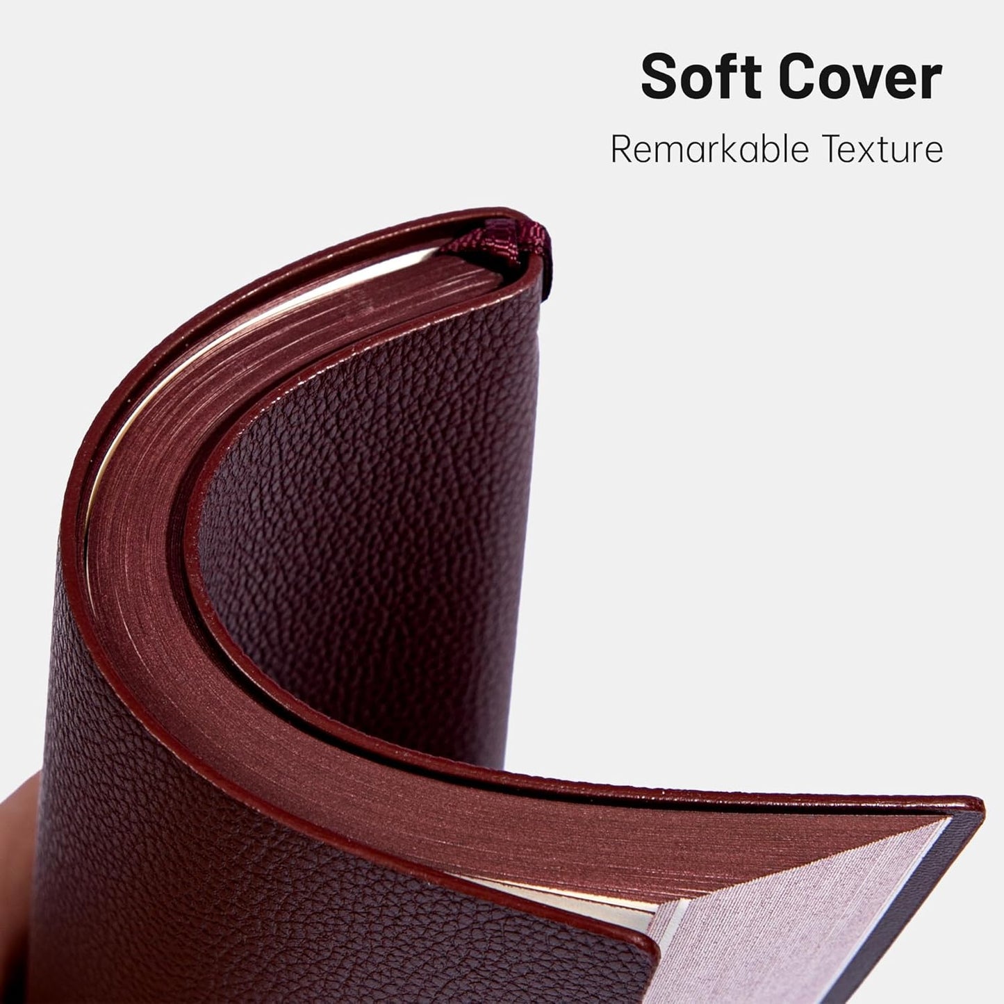 CAGIE Lined Journal Notebook for Men & Women,176 Pages A5 Medium Size, Softcover Leather Journals for Writing, College Ruled Notebook for Work & School, 100 GSM Thick Paper (5.7'' x 8.3'') (Burgundy)