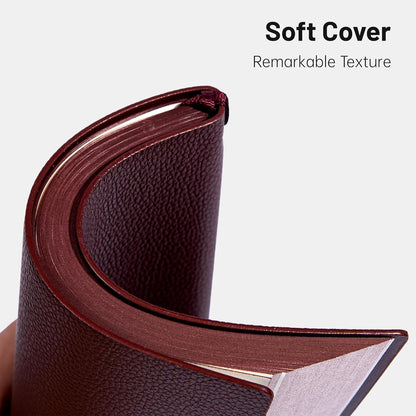CAGIE Lined Journal Notebook for Men & Women,176 Pages A5 Medium Size, Softcover Leather Journals for Writing, College Ruled Notebook for Work & School, 100 GSM Thick Paper (5.7'' x 8.3'') (Burgundy)