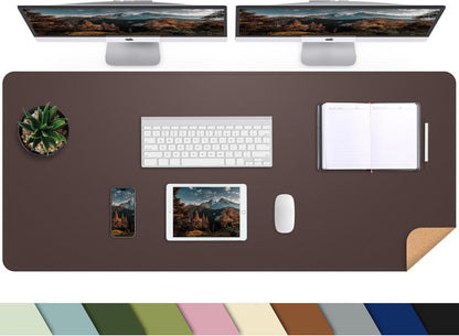 Large Desk Mat 47.2" x 17" Leather Desk Pad Protector with Natural Cork & PU Leather, Non-Slip Office Desk Mat, Large Mouse Pad, Waterproof Desk Blotter pad for Office&Home(Black)