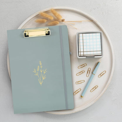 Aesthetic Clipboard Folio with Refillable Lined Notepad & Interior Pocket – Cute Padfolio/Legal Pad Holder for Women – Easily Organize Notes at Work, School, or Home