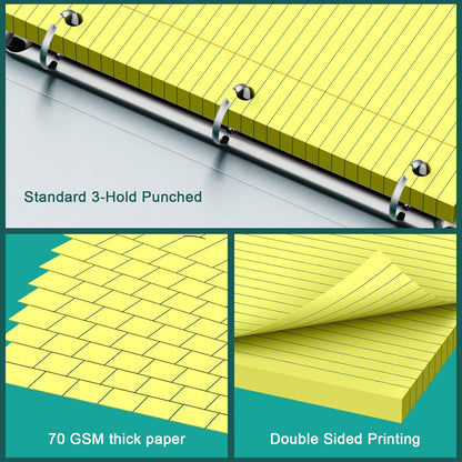 Note Pads 8 X 10.5 Loose Leaf Paper, 120Sheets, 3 Hole Punched Lined Paper, College Ruled 8 X 10.5 Notebooks, 10-1/2" X 8 Binder Writing Pads, Filler Paper For Engineering, Office, School Supplies