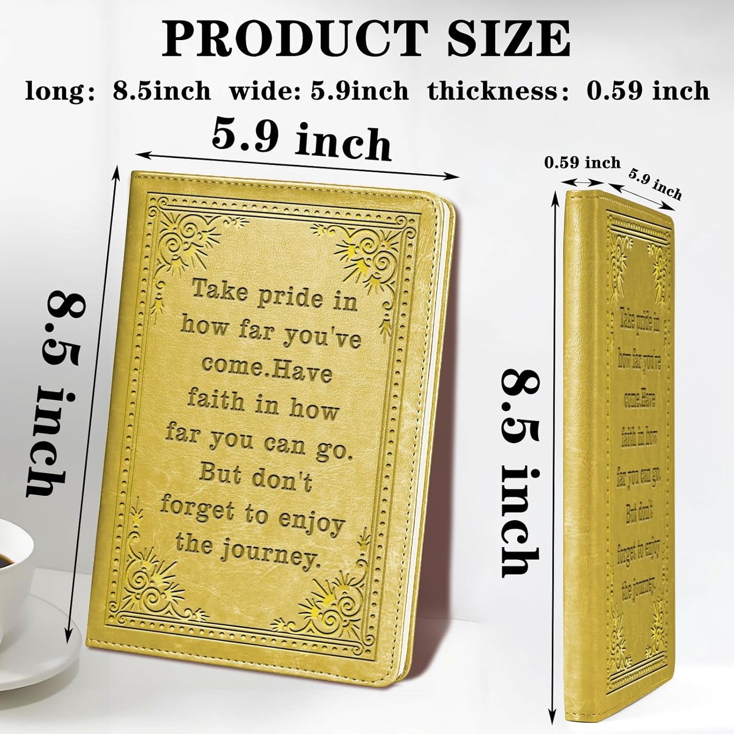 Inspirational Gift Appreciate Lined Journal Notebook Graduation Gift Take Pride In How Far You've Come Writing Notebook Encouragement Gift,1 Pack (Yellow),(Take pride-Yellow)