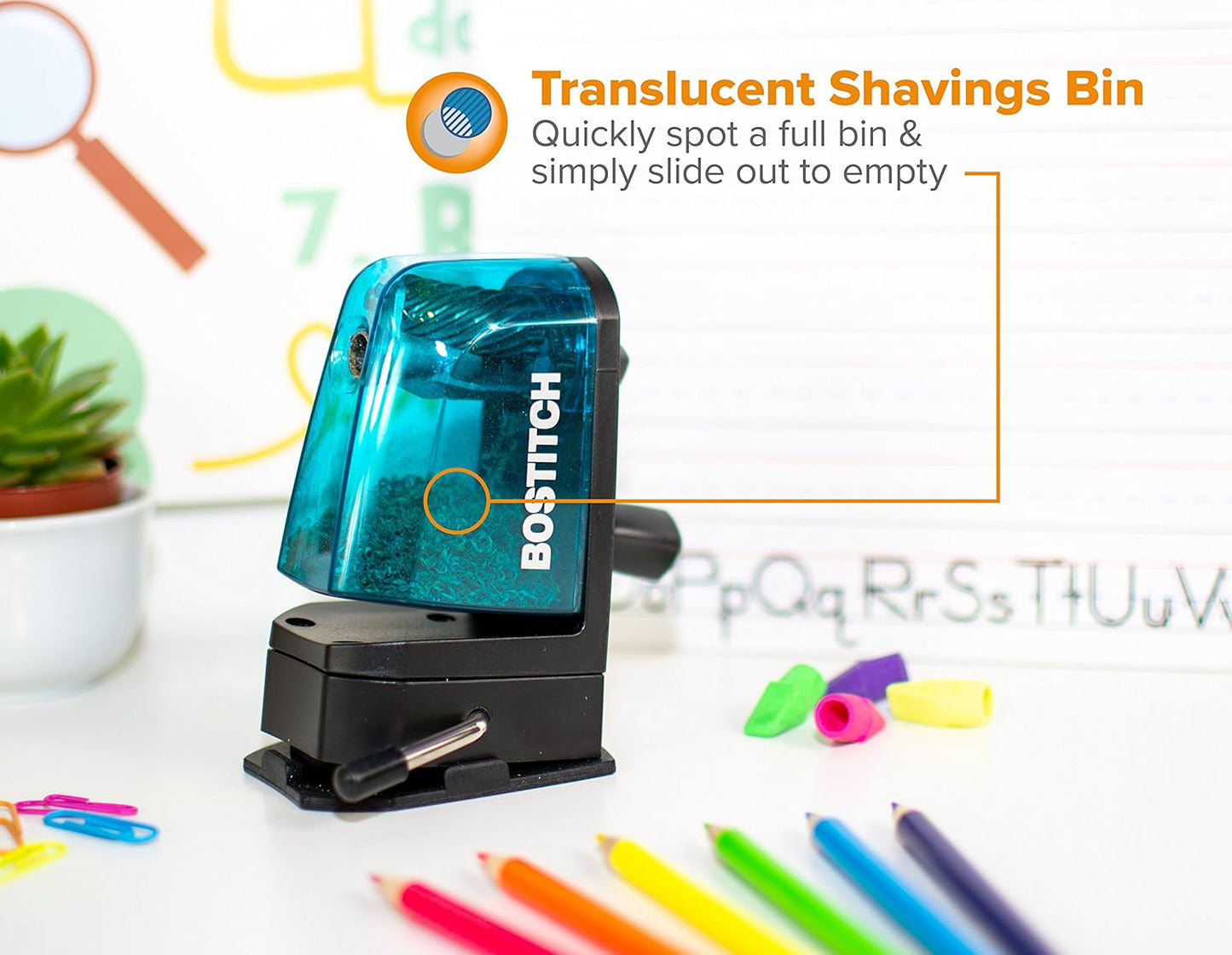 Bostitch Office Multi-Mount Manual Pencil Sharpener, Vacuum Mount or Screw Mount, Black (MPS2-BLK)