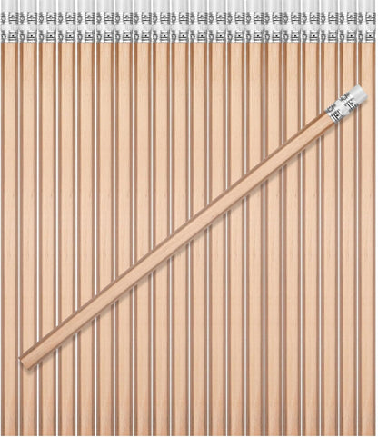 TecUnite 60 Pcs HB Pencils #2 Unsharpened Wood Cased Pencils with Eraser Hexagonal Pencil Cute Graphite No 2 Pen for Adults Gifts Exam School Office Sketching Learning (Wood Color, Silver)
