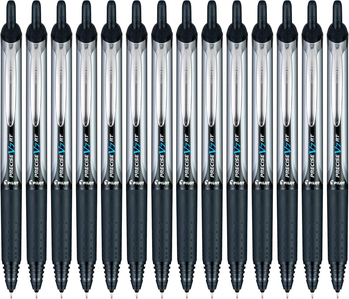 Pilot Precise V7 RT Refillable & Retractable Liquid Ink Rollerball Pens, Black Ink Pens, Fine Point (0.7 mm), 14-Pack - Ideal for School, Journaling, and Office Writing