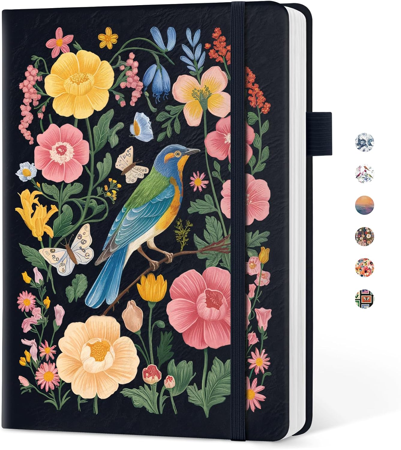 Taja Pretty Lined Journal for Women, Aesthetic Cute Hardcover Leather Journal for Writing, A5 College Ruled Notebook for Work & Note Taking, Perfect for Office School Home, 160 Pages, Meadow Flowers