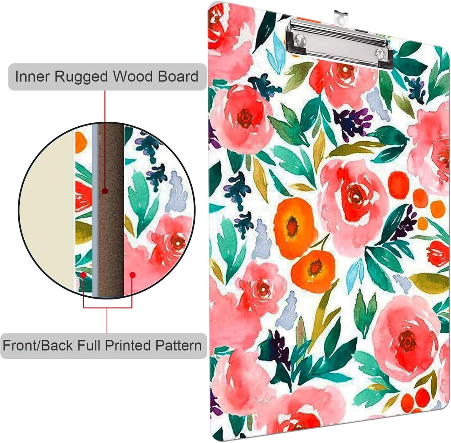 Fashion Clipboard, A4 Letter Size Wooden Decorative Clipboards for Teacher, Nurse, Doctor,Student and Kids, Cute Design for Standard Size 12.2" x 8.9" (C-Pink Purple Marble)