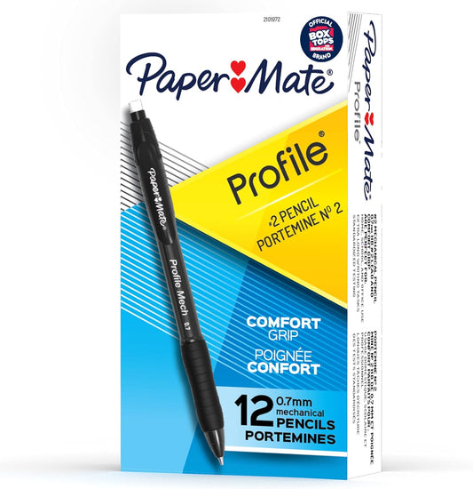 Paper Mate Profile Mech Mechanical Pencil 0.7mm #2 Pencil Lead Great for Office Supplies Classroom Supplies Drawing Pencils Sketching Pencils Black 12 Count