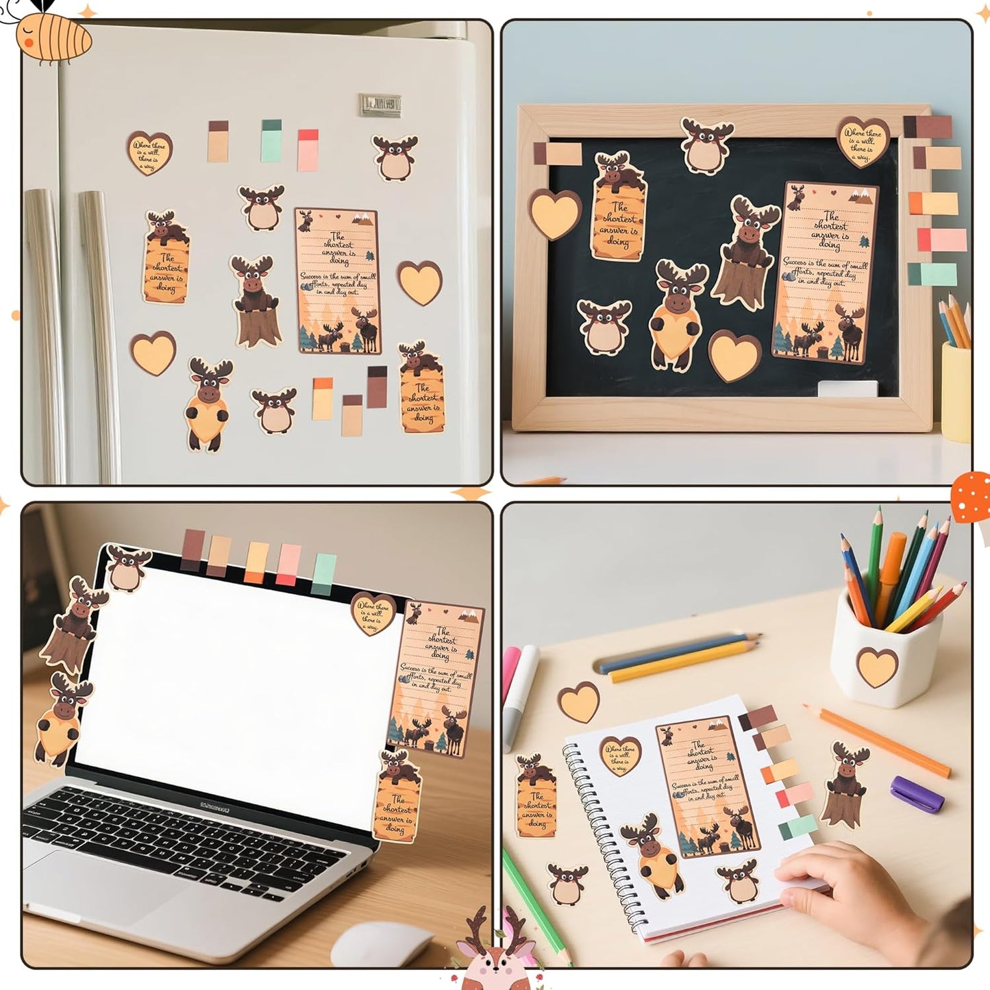 B1ykin Cute Sticky Notes Set - Stay Alive Skeleton Shaped Self-Stick Notes Pad, 550 Sheets Writing Memo Pages Sticky Notepad for Teacher Appreciation Gifts, School Office Supplies (Funny Skeleton) - Colors B