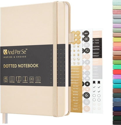&And Per Se Lined Journal Notebook, 160 Pages, A5 5.7 x 8 inches College Ruled Thick Paper Notebook Journals for Writing, Hardcover Notebooks for Women Men Office School (1 Pack, Green) - Colors A