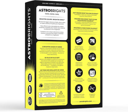 Neenah Paper Astrobrights Color Paper, 8.5” x 11”, 24 lb/89 gsm, Lift-Off Lemon, 500 Sheets (21018)