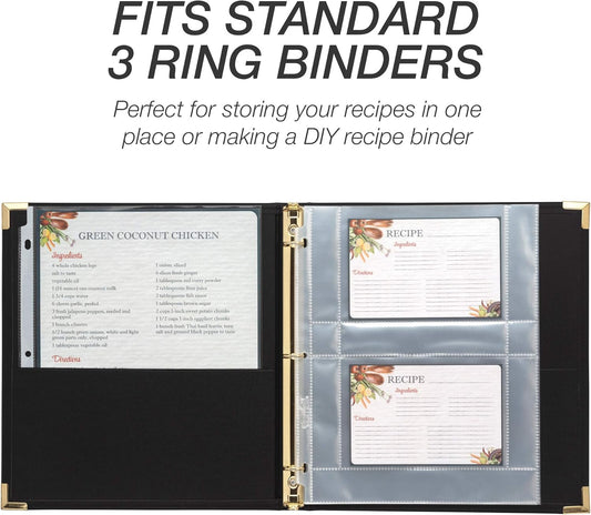Samsill 8 Tab Recipe Dividers, Recipe Sleeves, Sheet Protector Dividers, with Tab Inserts, Clear, Super Heavyweight, Top Loading, 3 Hole Punched for Standard Letter Size Binders, Archival Safe