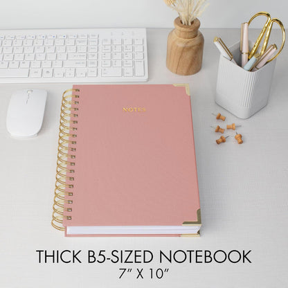 Aesthetic Thick Spiral Notebook Journal For Women in B5 Format - Modern Linen Hardcover College Ruled Note Book With 300 Lined Pages - Perfect For Writing And Staying Organized at Work or School