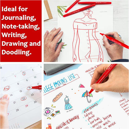Lelix Felt Tip Pens, 15 Black Pack, 0.7mm Medium Point, Felt Tip Markers Pens for Journaling, Writing, Note Taking, Planner, Perfect for School Office and Art Supplies