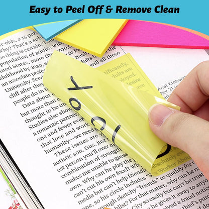 800 Sheets Transparent Sticky Notes, 3x3 Inch 14 Pads Self-Adhesive Translucent Clear See Through Post Sticky Notes for Planner Office School College Teacher Student Supplies 6 Bright Color