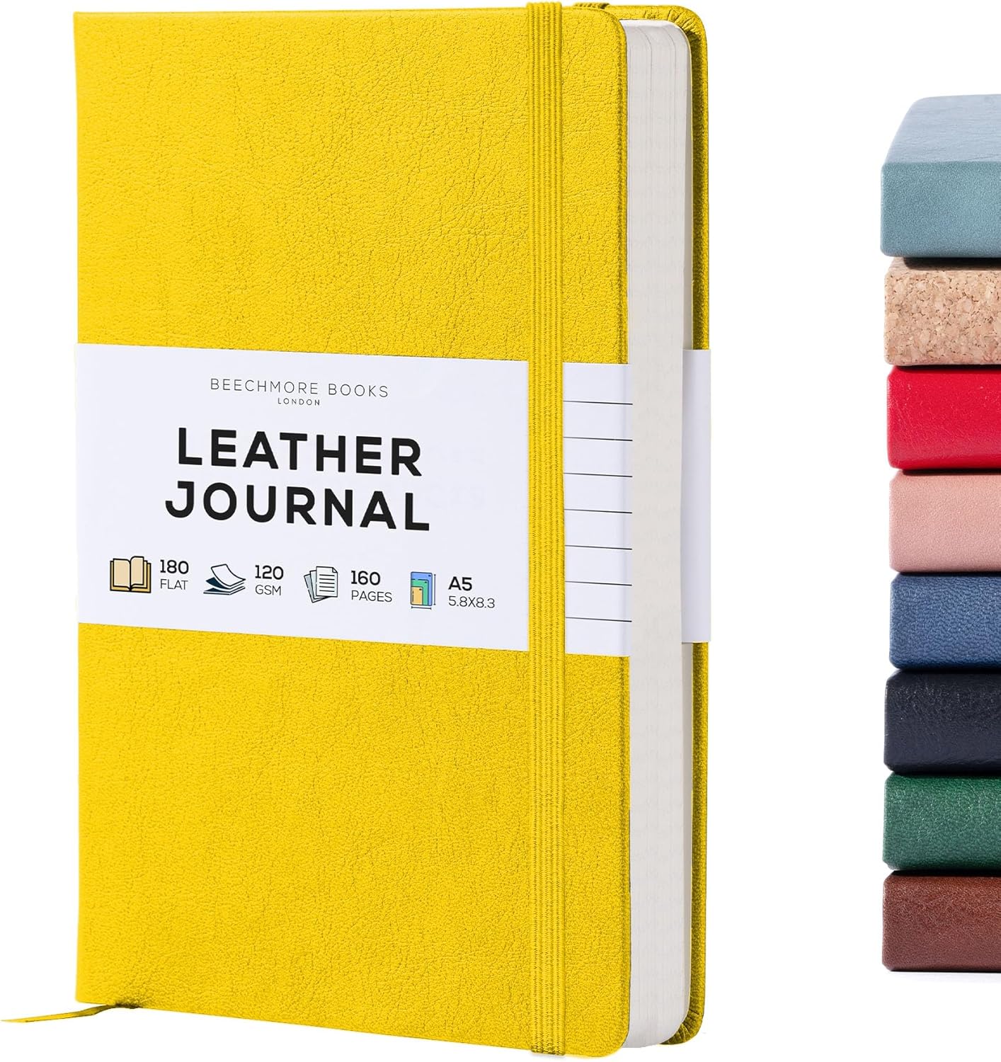 BEECHMORE BOOKS Large Lined Journal Notebook, 8.5" x 11.5" (A4) Hardcover Vegan Leather Executive Diary for Work, Thick 120gsm Paper, Lay-Flat Binding, Gift Box