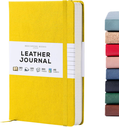 BEECHMORE BOOKS Large Lined Journal Notebook, 8.5" x 11.5" (A4) Hardcover Vegan Leather Executive Diary for Work, Thick 120gsm Paper, Lay-Flat Binding, Gift Box