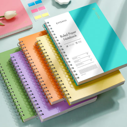 EMSHOI A5 Spiral Notebook College Ruled Lined Journal, Small 5.7" X 8.22", 300 Pages/150 Sheets, 100gsm Thick Paper, Waterproof Hardcover, for Office School Women Men Work Writing Notes, Blue